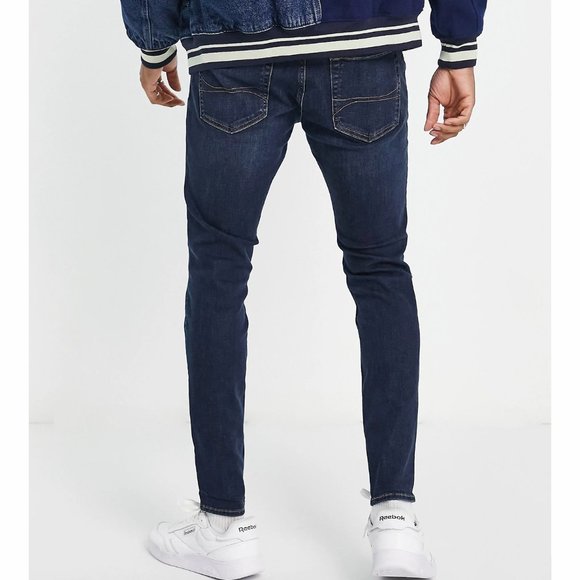 Hollister Super Skinny Distressed Knee Blowout Jeans Dark Wash Navy W31 L 32 - Picture 4 of 7